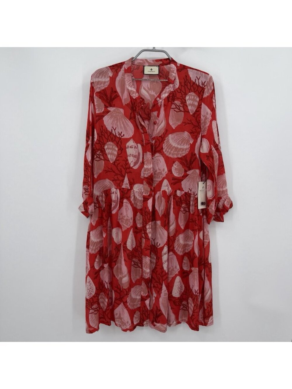 Tuckernuck Women's Red Shell Beachy Royal Shirt Dress sz L Large NWT